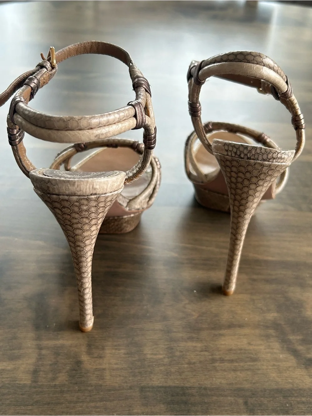 Elie Tahari Beige Braided Ankle-Strap Heels